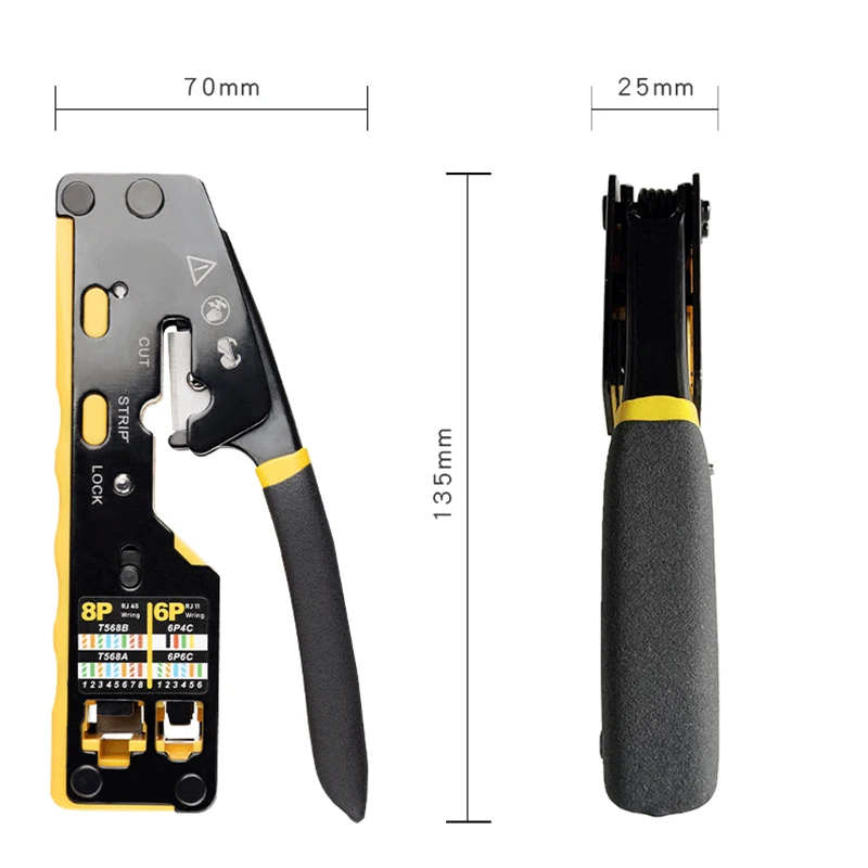 Onti Rj45 Cat7 6a 5e Conector e Ferramenta de Friso Passar Pelo Crimper para 8p8c com Lâmina de Substituição Decapador do Cabo - Imagem 5