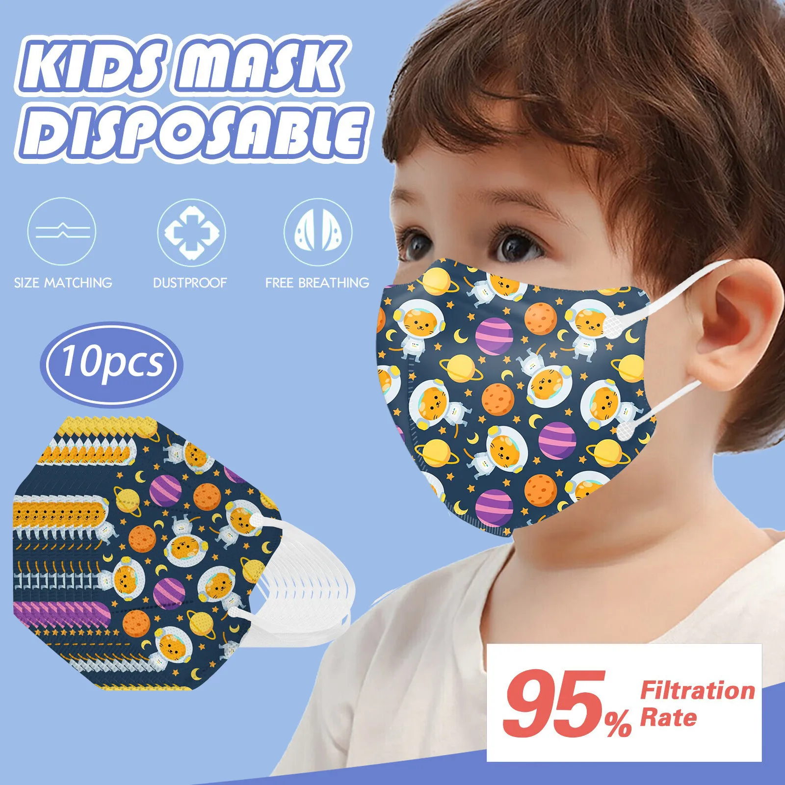 5-Layer Astronaut Series Printed Face Masks For Children Daily Protective Breathable Face Mask Outdoor Dust-Proof face mask