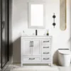36" Bathroom Vanities Cabinet with Sink Combo Set Undermount Ceramic Sink w/Thickened Wood Painted Surface White 1