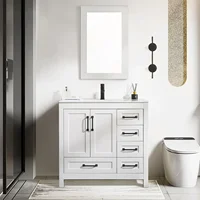 36" Bathroom Vanities Cabinet with Sink Combo Set Undermount Ceramic Sink w/Thickened Wood Painted Surface White 1