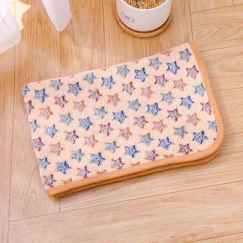 Pet Blanket Paw Print Flannel Thickened Warm Pet Dog Kennel Cat Dog Mat