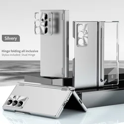 Premium Double Magnetic Hinge Case with Tempered Glass Protection for Galaxy Z Fold6 (Silver)