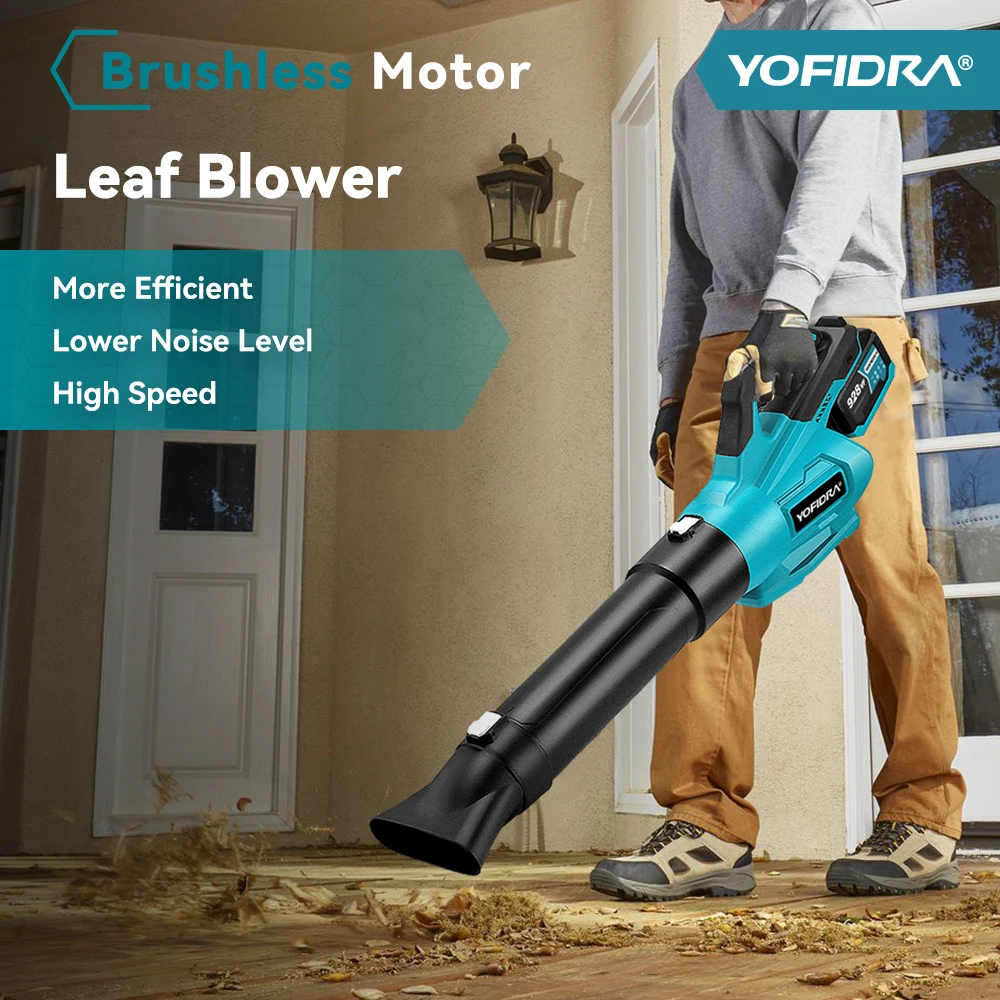 YOFIDRA 2000W Electric Air Blower 21500RPM Cordless Leaf Snow Blower Cleaner Sweeper Garden Power Tools For 21V 18V Battery