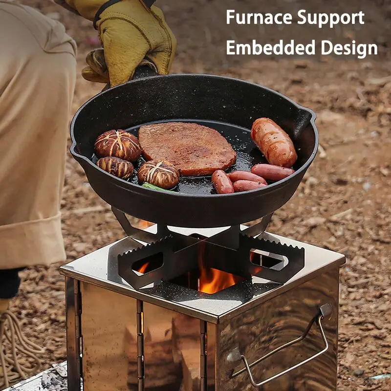 Odoland Gril de Feu Camping Pliable, Puits de Feu Acier Inoxydable, Brûleur  de Poêle à Bois Extérieur, Gril de Charbon Bois avec Sac Portable, pour  Camping Randonnée Voyage Pique-Nique Barbecue : 