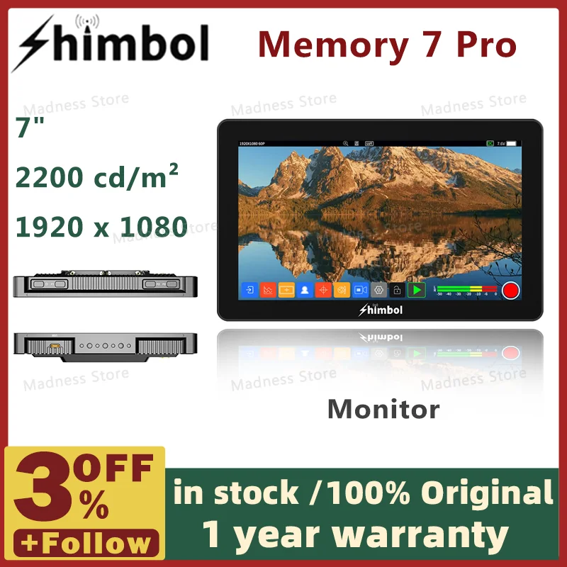 SHIMBOL Memory 7 pro 7'' 2200nits video recording monitor memory 7 pro DCL-P3 Gamut IPS Screen