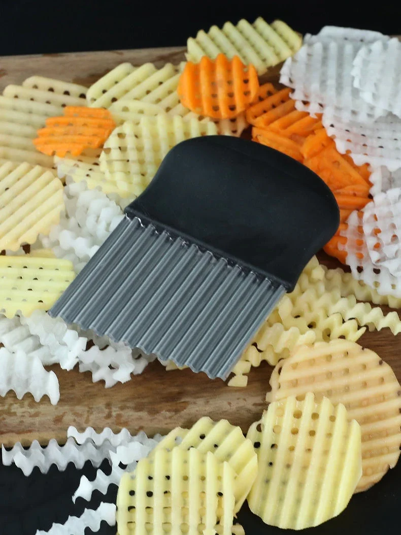 Description Picture 5 of itemFrench Fries Makers Stainless Steel Potato Clip Slicer Vegetable Fruit Crinkle Wavy Knife Cutter Chopper Kitchen Vegetable Tools
