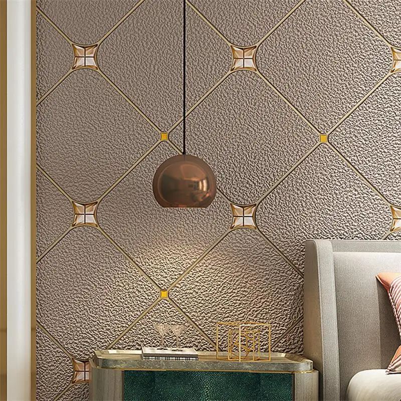 

2023 New Deerskin Velvet Wallpaper TV Background Wall Living Room Simple Diamond-Shaped Atmospheric Wallpaper Soft Bag