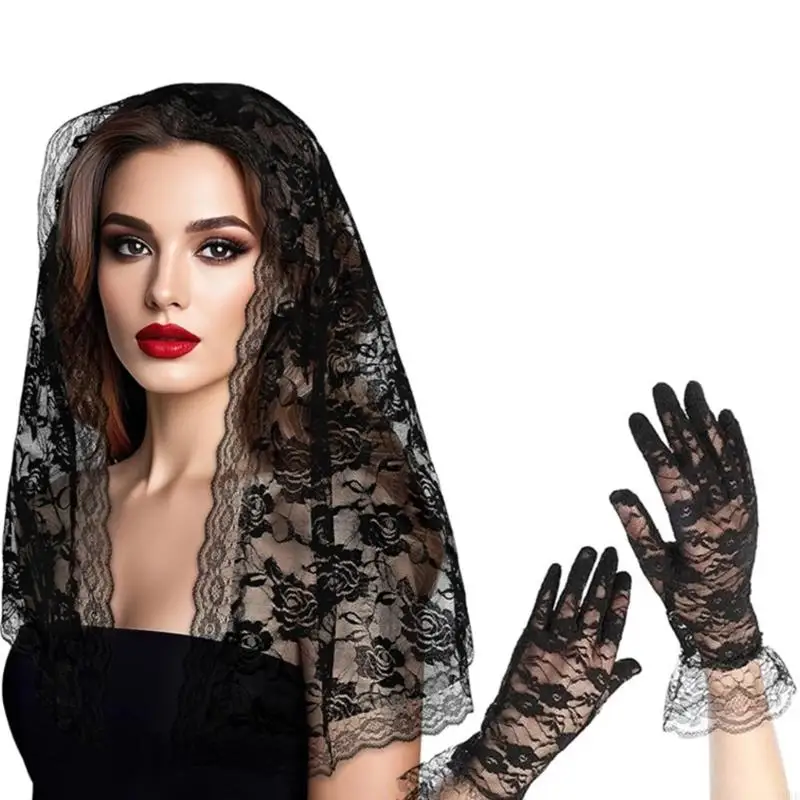Gebets-Kopftuch-Set, Handschuhe, Brautschal, einfaches Waschen, sicheres Design, Y08E – Detail 5