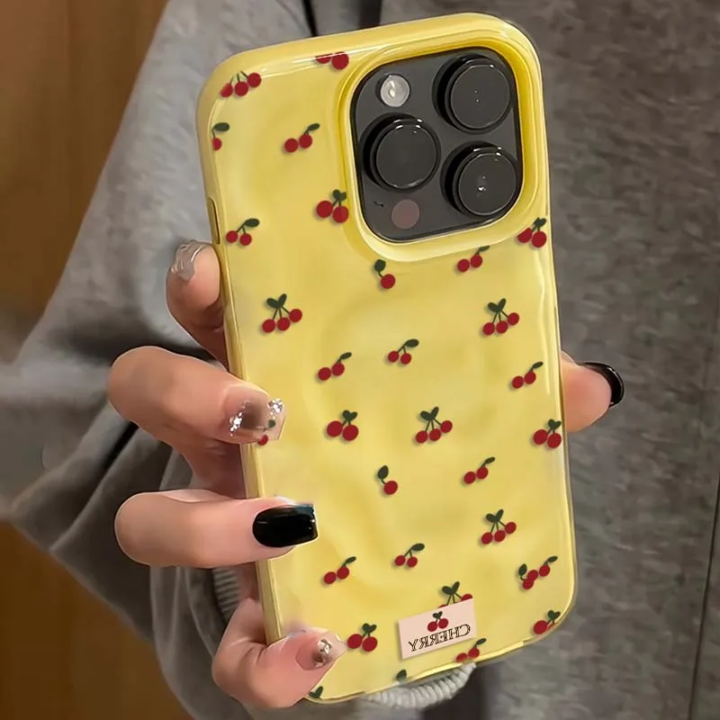 Adorable Cherry Textured Shockproof Non-Slip Phone Case Cover