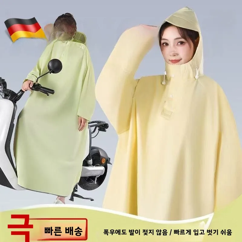 편리한 착탈식 롱 전기차 레인코트 성인 야외용 여성 스타일 전신 방수 싱글 라..