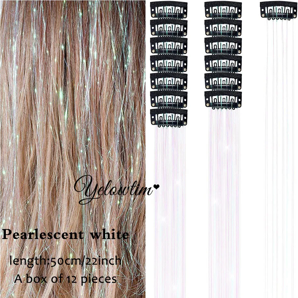 Tinsel Hair Laser Gold Wire Shining Colorful Gold and Silver Wire BB Clip Single Card Wig Piece Box Set
