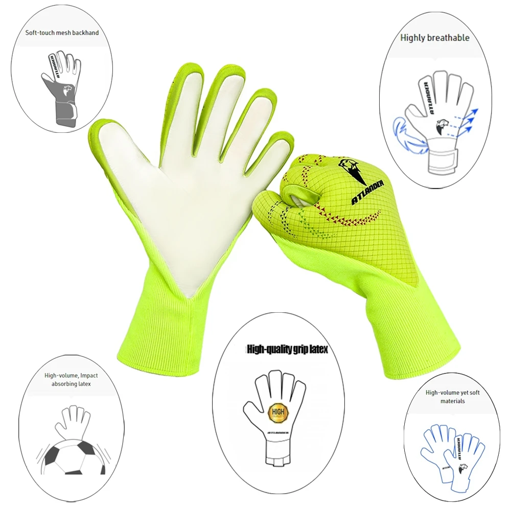 Guanti da portiere in lattice Addensato Calcio Protezione professionale Guanti da calcio per portiere di calcio per adolescenti per adulti Guanti da portiere in lattice Addensato Calcio Protezione professionale Guanti da calcio per portiere di calcio per adolescenti per adulti