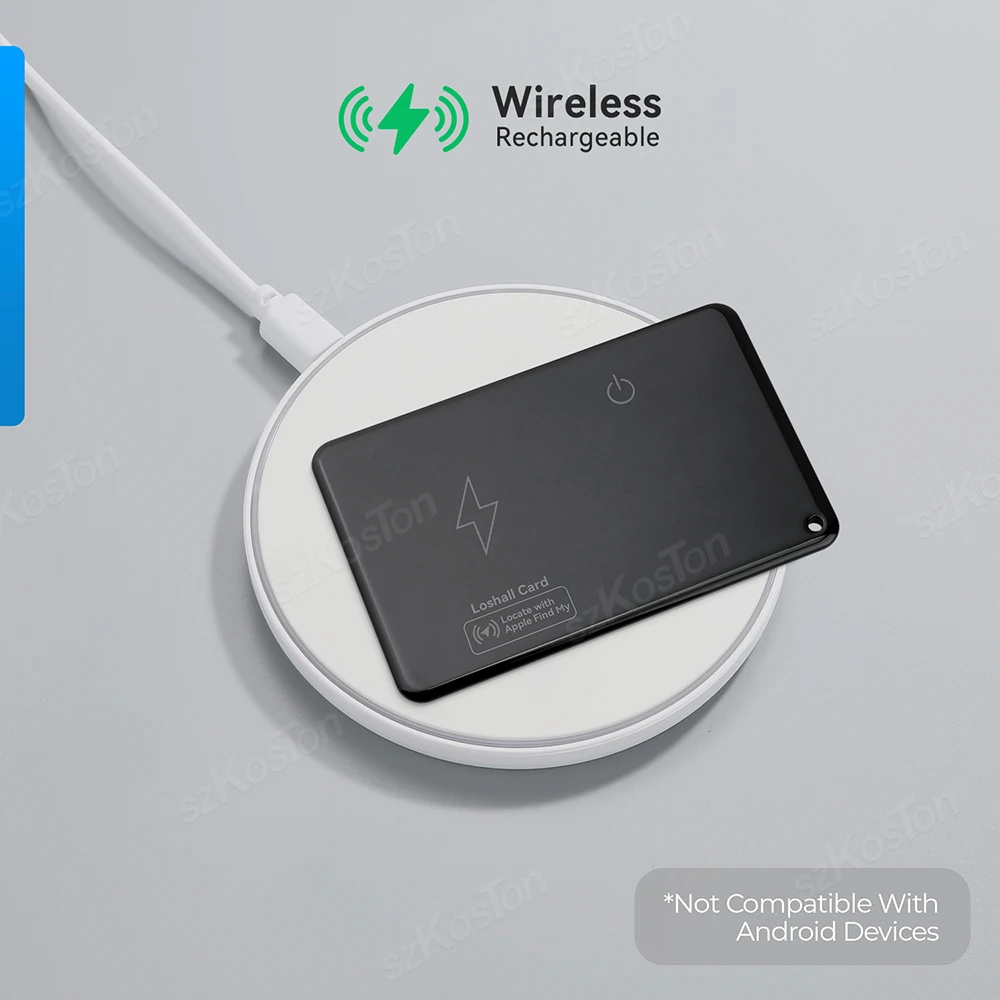 New Wireless Charging Wallet Tracker Card Waterproof GPS Locator Smart Tag Work with Apple Find My App Bluetooth Tracking 3