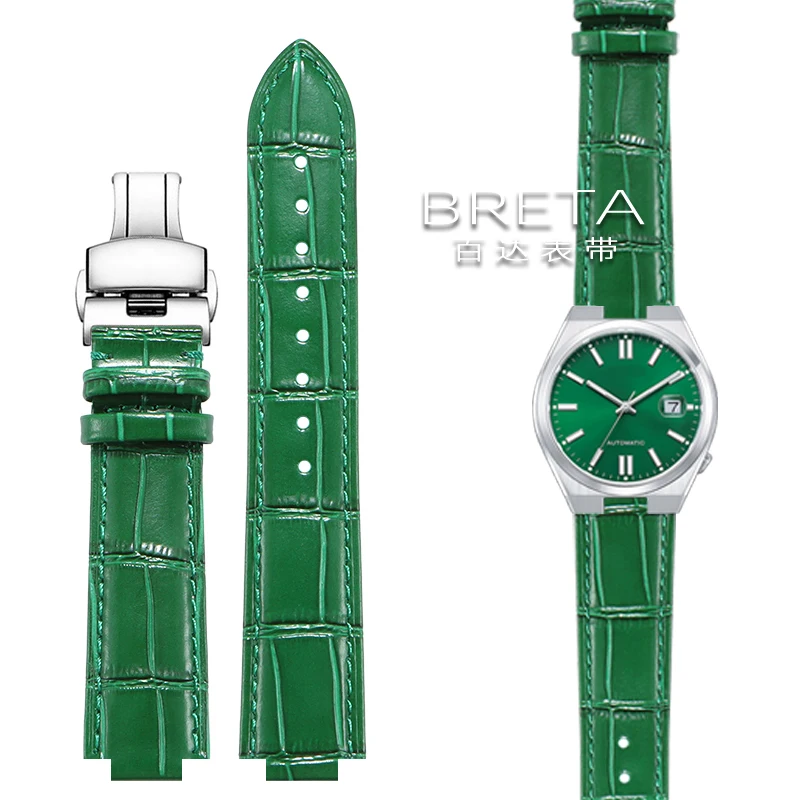 Premium Genuine Leather Watch Strap with Butterfly Clasp and Concave Ends