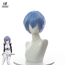 

ROLECOS Anime EVA Cosplay Ayanami Rei Wigs Short Light Blue Heat Resistant Synthetic Hair Perucas Cosplay Wig + Wig Cap