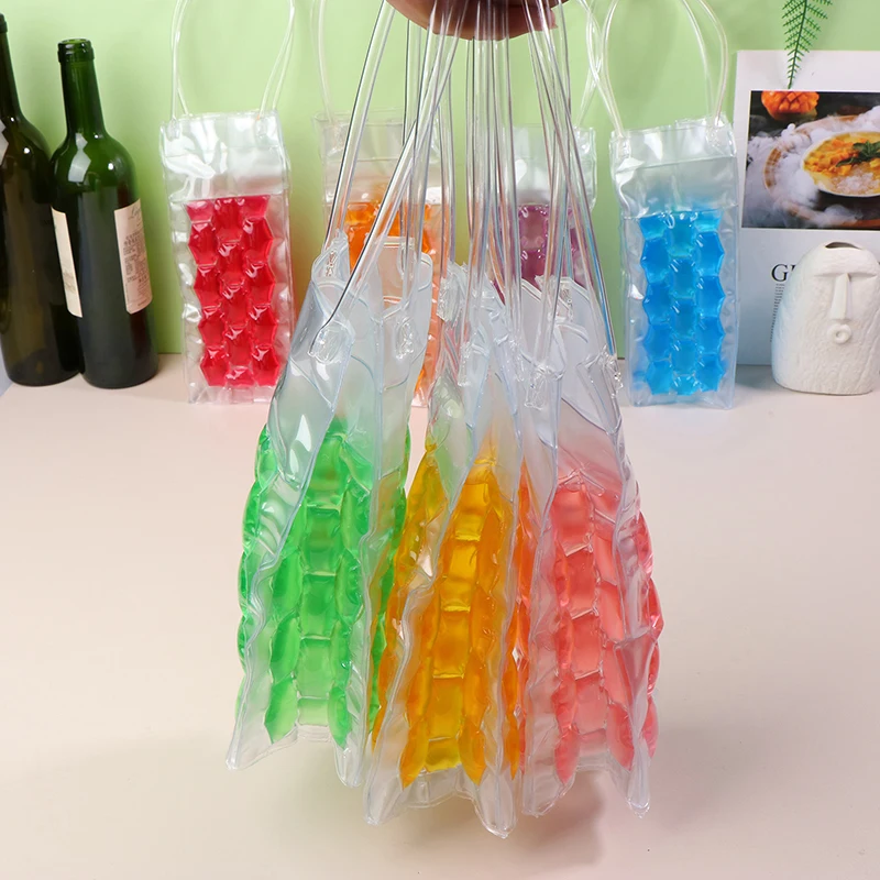 Portable Practical Champagne Beer Iced Tote Bag PVC Insulated Red Wine Handbag Holder Outdoor Wine Bottle Freezer Bag
