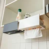 1pcs Kitchen tissue holder, no punching iron paper holder, household napkin hanger, cabinet, drawer, wall mounted 3