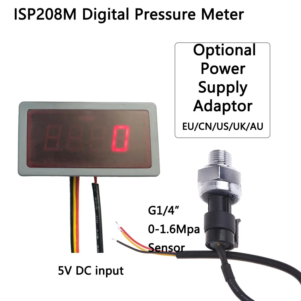 

Цифровой измеритель давления ISP208M, 1600 кПа, с датчиком давления 0-304 МПа, G1/4 дюйма, нержавеющая сталь Inox, iSentrol Technology