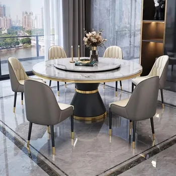 Luxury Dining Table 8 Chairs, Dining Rooms 8 Modern Chairs，Table and Chair Combination Round Table with Turntable - Image 3