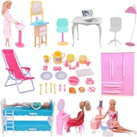 Doll House Furniture Bed Table Chair For Barbies Plastics Cleaning Tools For Barbies Accessories Mini Furniture Model Gifts Toys 1
