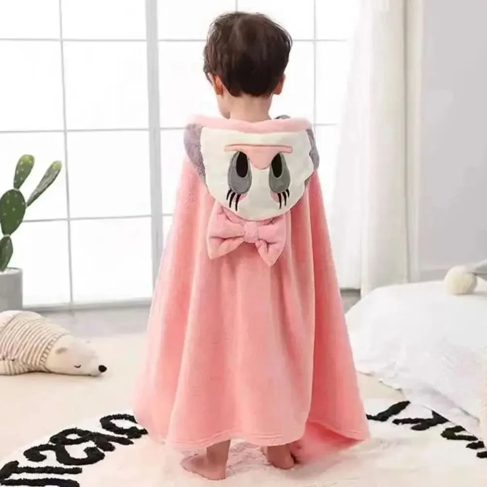 Baby Bathrobe Flannel Cloak Cartoon Boy Girl Ultra-Soft Hooded Spa Velvet Robe Bath Towel Baby Shower Gift