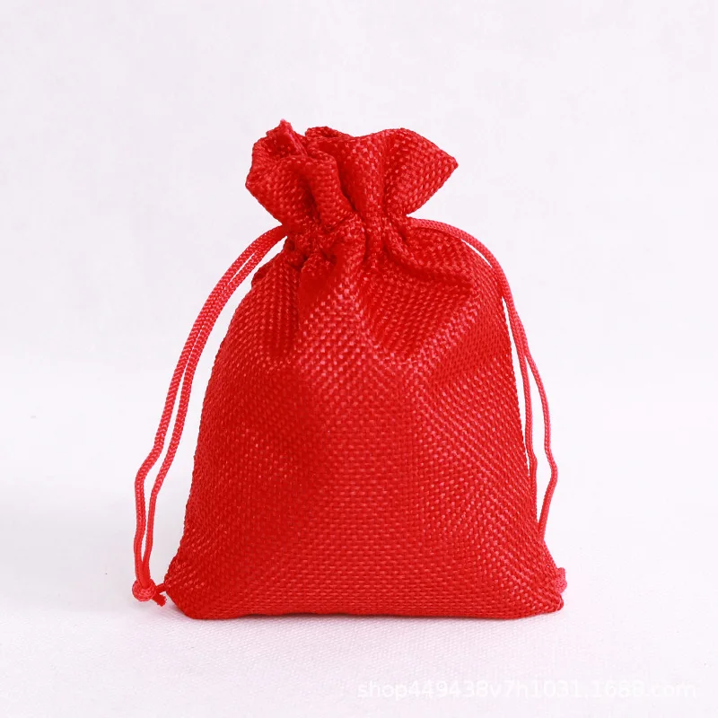 50pcs 7x9/9x12/10x14/13x18/15x20cm 삼베 황마 선물 가방 보석 포장 가방 크리스마스 웨딩 파티 캔디 초콜릿 파우치