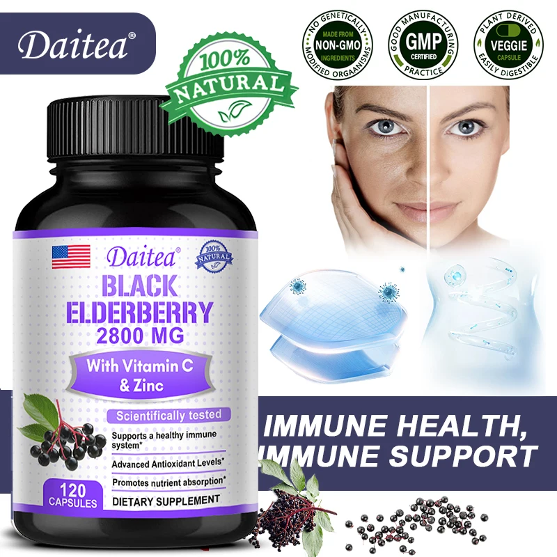 

Elderberry Capsules Contain Vitamin C and Zinc Extract, Which Help Improve Skin Antioxidants and Strengthen The Immune System