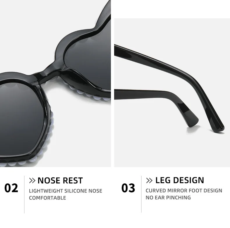 Neu in Luxus fein schimmernde Liebe Perle Sonnenbrille Damen Herz brille lässig Bling Sonnenbrille Lentes de Sol Mujer – Detail 12