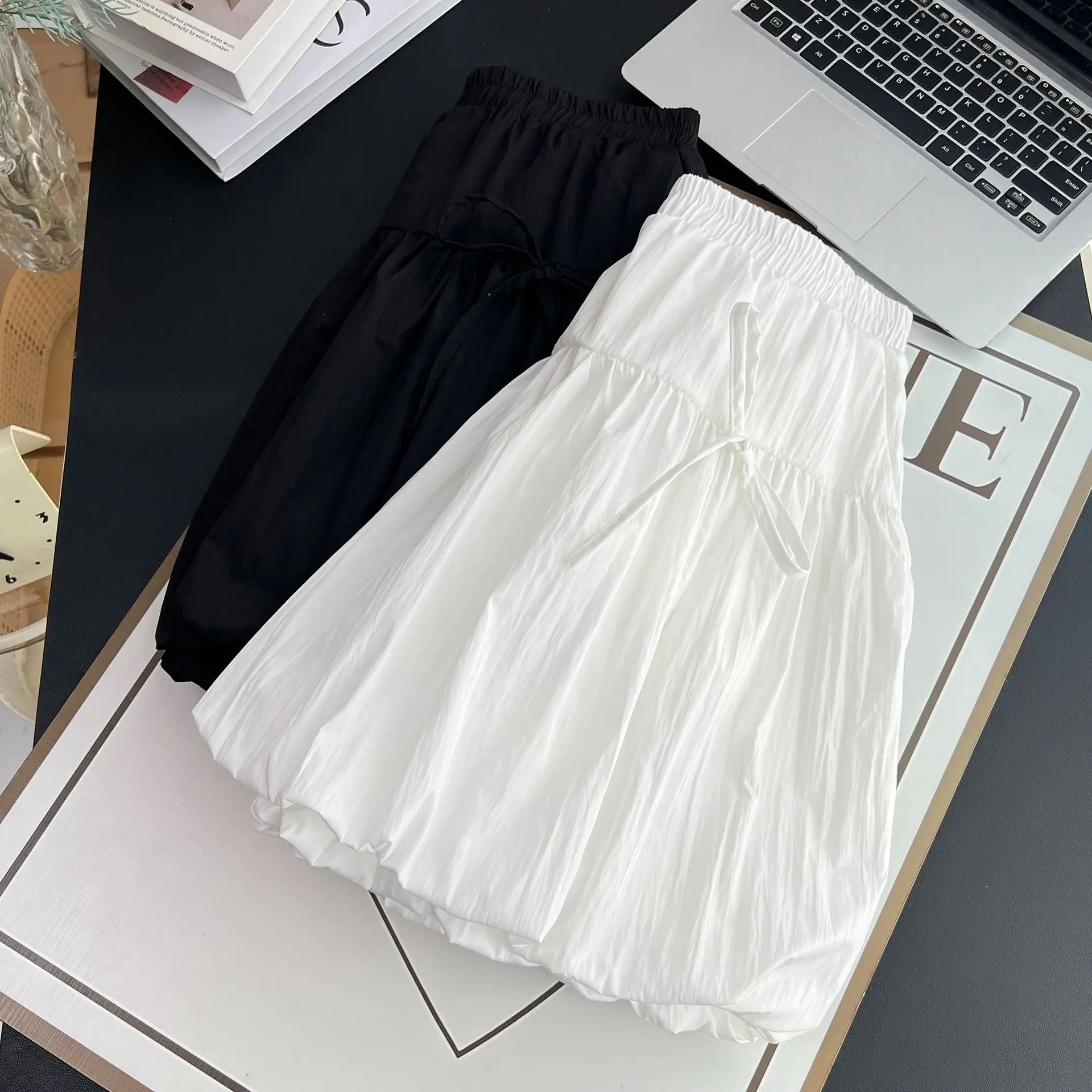 Summer New 100KG Sweet Bow Lantern Mini Skirt Plus Size Women's Washed Short Skirt 1662