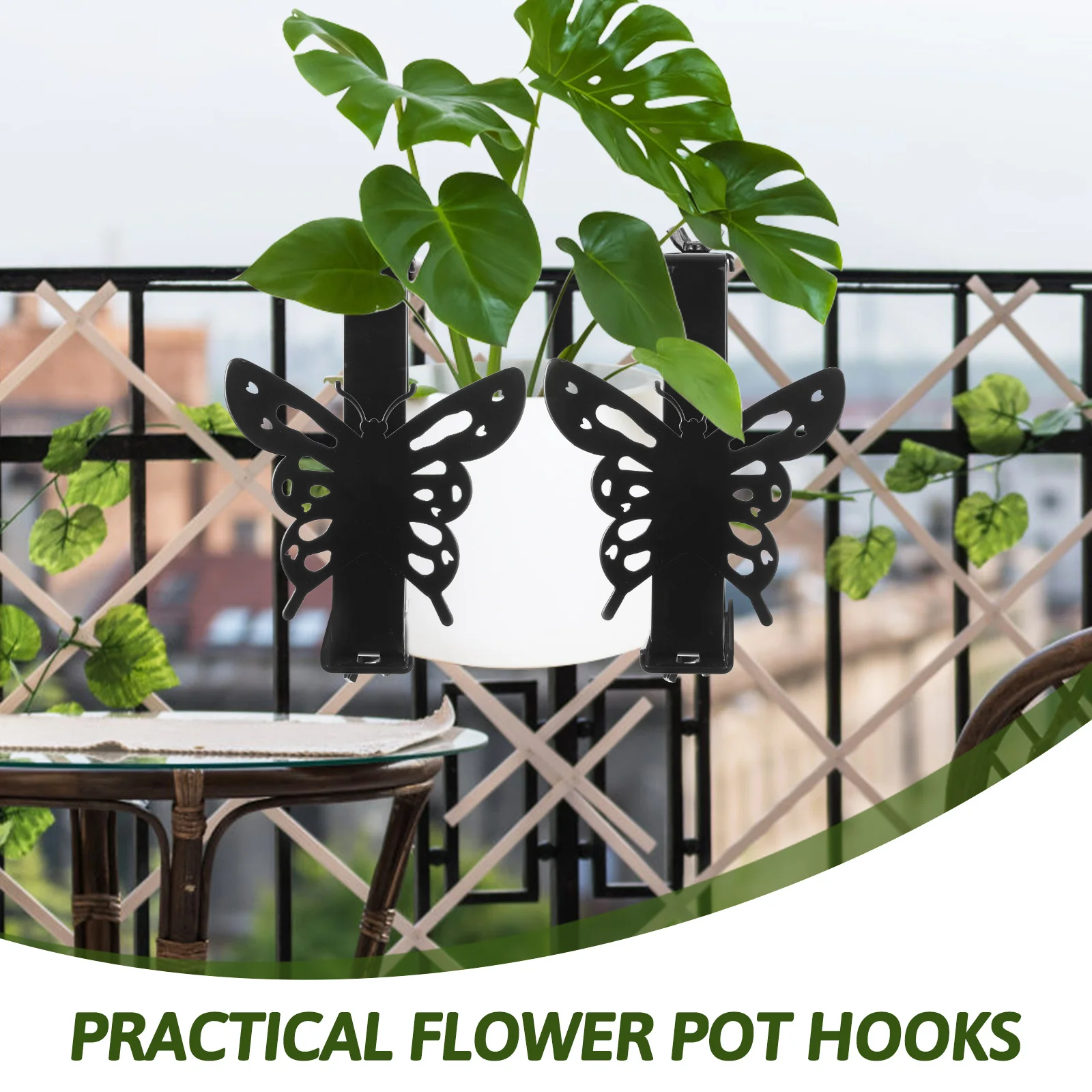 2 Pcs Balcony Flower Pot Hanger Adjustable Wall Planter Hook Rail Rack Holder Wire Hangers Indoor Mount Bracket up