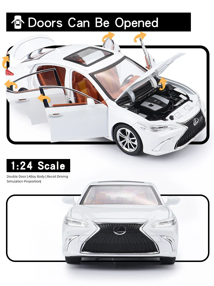 Фото Украшение для дома Lexus ES300, роскошная модель автомобиля, изысканные Литые и игрушечные автомобили JLF 1:24, Коллекционная модель металлического автомобиля из сплава №2
