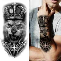 Waterproof Temporary Tattoo Sticker Forest Lion Tiger Bear Flash Tattoos Women Leopard Wolf Crown Body Art Arm Fake Tatoo Men 2