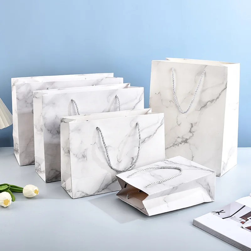 

Recyclable wholesale custom logo printed boutique shopping bags luxury marble texture paper bag wrapping gift bags for clothing