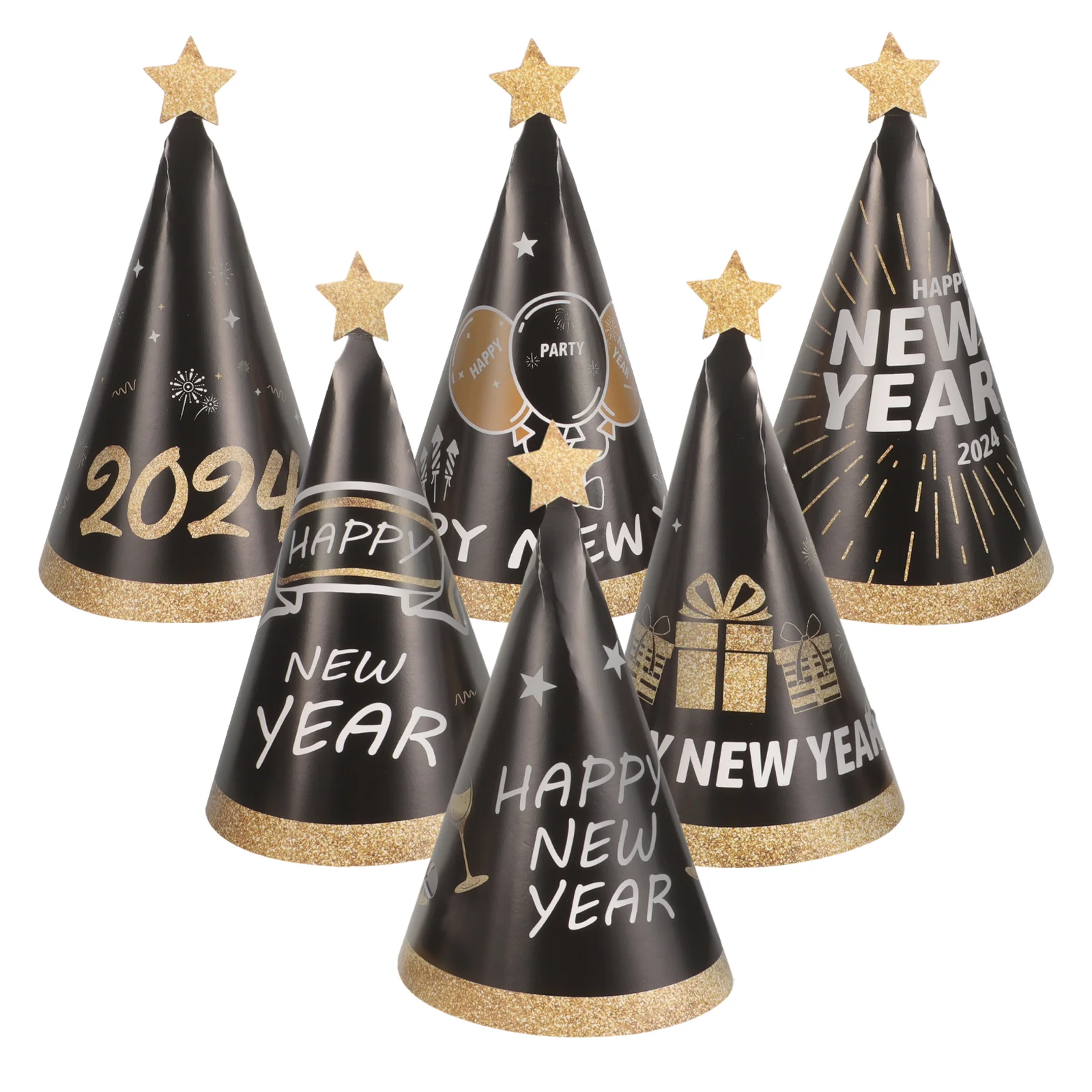 

6 Pcs New Years Party Decor Year's Eve Supplies Gift Decorations 2024 Paper Hats Happy Caps