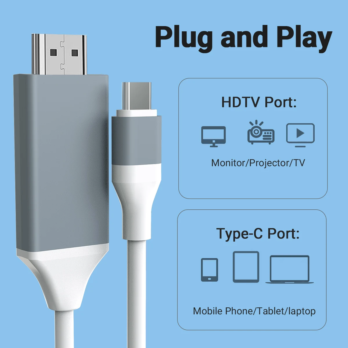 USB-C HDMI ̺ CŸ-HDTV ڵ, ƺ , ,  15,  ȼ, е,  Ʈ 3/4, 4K @ 30Hz
