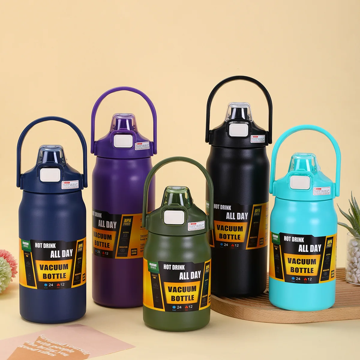 Stainless Steel Thermos Bottle 1.5L Large Capacity Portable Vacuum Mug 1500ml Insulated Cup Tumbler