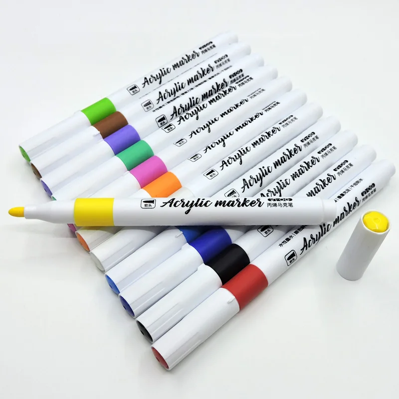 12/24color Acrylic Pens Set Stone Paint Markers Art Cheap Marker Fineliner  0.7mm Permanent Children Glass Drawing Wood Painting - Paint Markers -  AliExpress