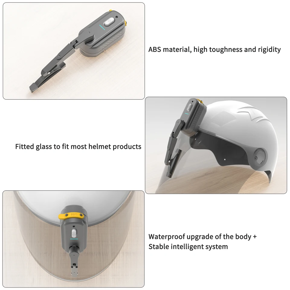 Tergicristallo Elettrico Per Casco Moto Universale - Impermeabile, Batteria 1200mAh, 2 Velocità, 170° Oscillazione