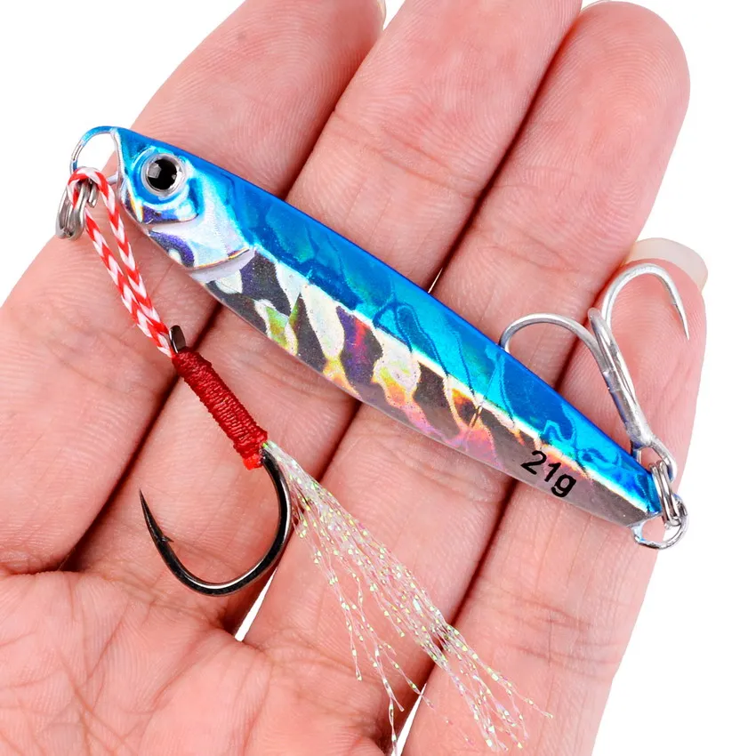 Lot De 8 Leurres De Pêche En Métal Avec Hameçons Triples