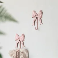 Pink Bow Wall Mounted Hook Towel Hooks For Bathroom Clothes Coat Hanger Bedroom Back Door Hooks Diy 2