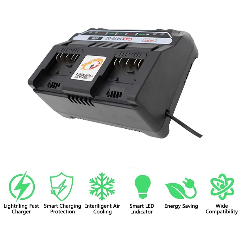 

Li-ion Battery Charger Double Port Charger 4A for Bosch 18V 14.4V Electrical Drill Battery BAT618 BAT614 GAX1418-02