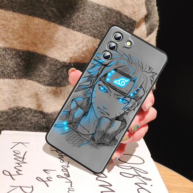 Naruto Sáng Tạo Vẽ Tay Dành Cho Samsung Galaxy Samsung Galaxy S22 S21 S20 FE Cực Pro Lite S10 5G S10E S9 S8 plus Chống Sốc Dẻo Màu Đen Ốp Lưng Điện Thoại cute samsung phone case