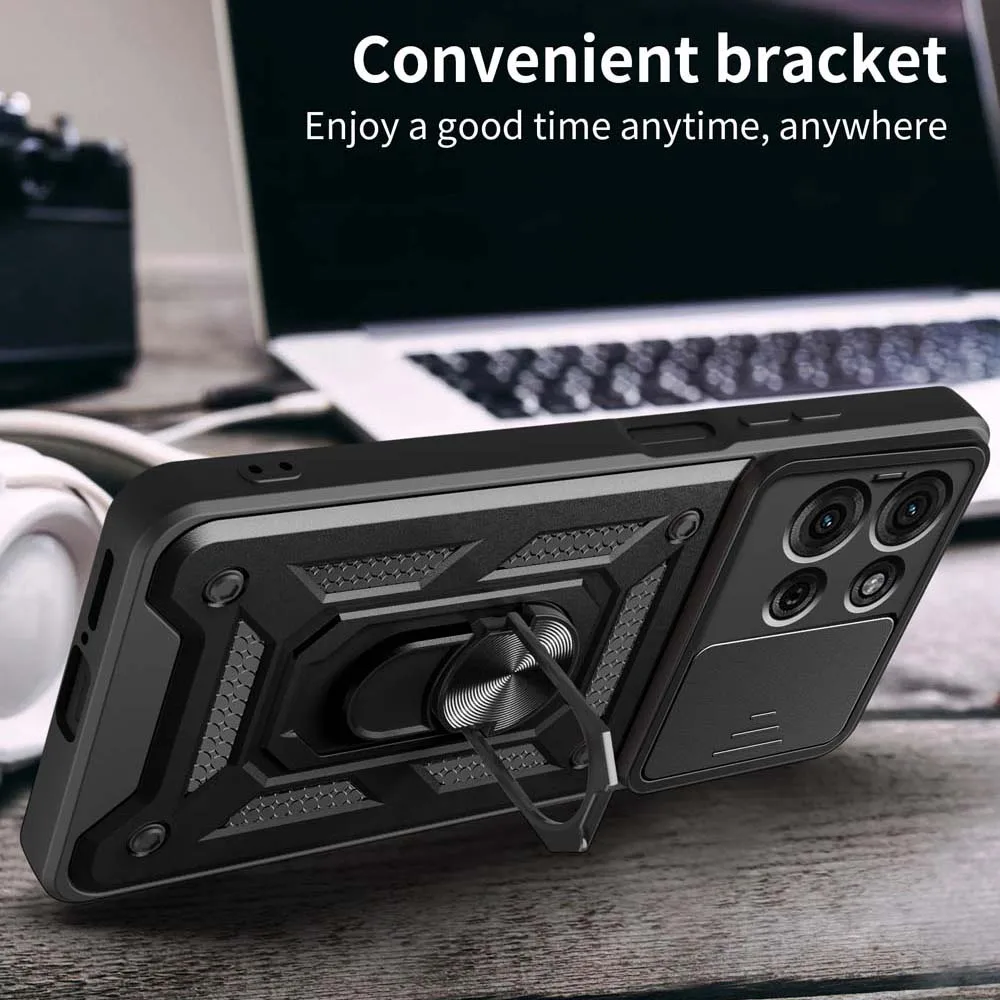 Slide Camera Lens Protector Armor Case with Military Grade Bumpers and Ring Cover