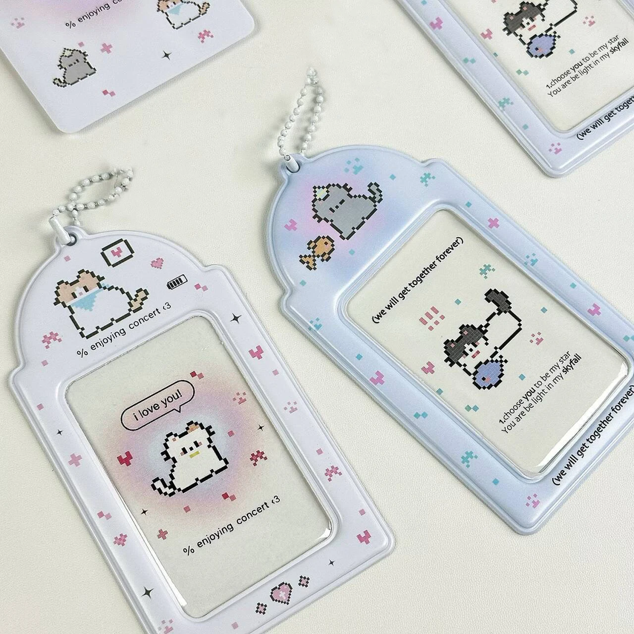 1pcs Keychain Stationery ID Card Cover Bag Pendant Card Holder Cartoon Card Protective Sleeve 4