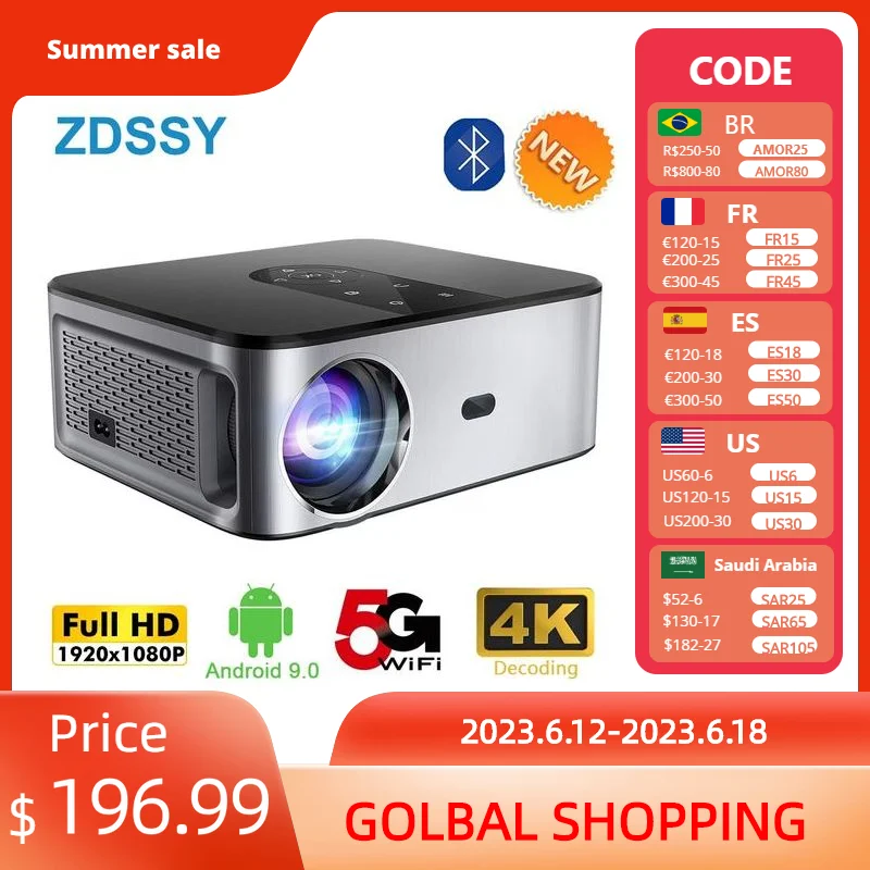 Zdssy X3 Native 1080p Projector Support 4k 2.4g& 5g Dual Wifi Bluetooth