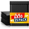 6x10 Inch 25 Pack Usable Size 6x9" Black Bubble Mailer Waterproof Padded Envelopes for Gift Packaging, Shipping, Mailing 1