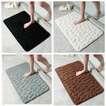 Cobblestone Embossed Bathroom Bath Mat Non-slip Carpets In Wash Basin Bathtub Side Shower Room Floor Rug Doormat Memory Foam Pad 1