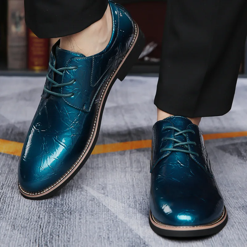 2025 New Fashion Big Size Men's Shoes Pointy Lace-up Multicolor Wedding Business Party Banquet Office Dress Shoes for Men 2