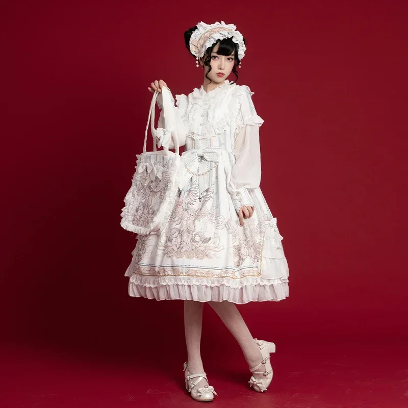 Sweet Long Sleeve Lolita Midi Dress Reunion World ~ By OCELOT lolita dress lolita suspender dress suspender dress lolita skirt