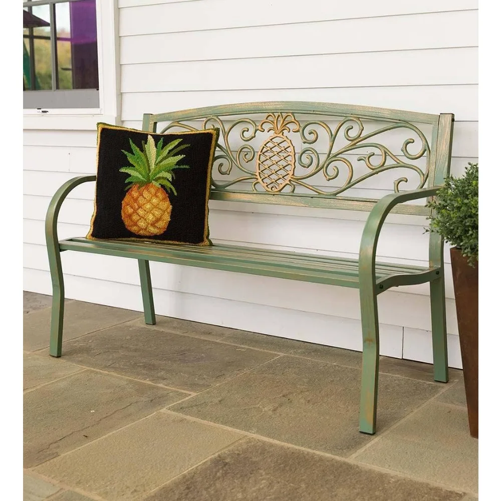 

Outdoor Garden Bench, Patio Furniture, Holds Up to 300 lbs, Patio Porch Park Deck, Metal Green, Free Shipping